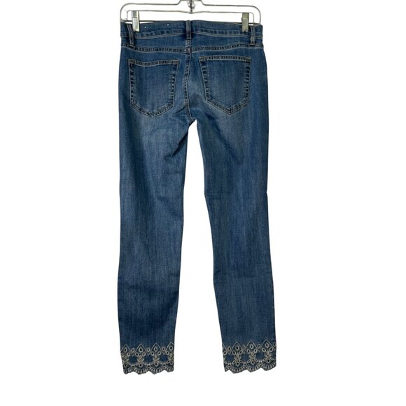 Loft Womens Skinny Crop Jeans With Embroidered Hem Size 24/00 - Picture 4 of 7